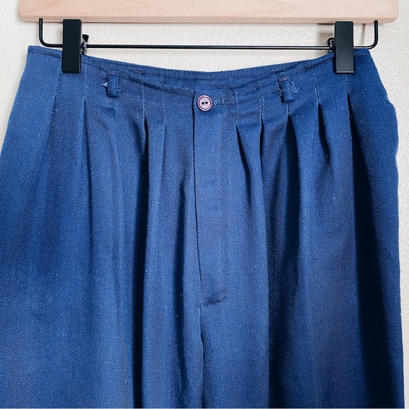 Vintage Blue Pleated Pants - Picture 2 of 5